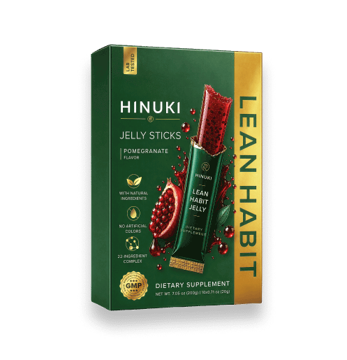 1 pack Hinuki — boîte verte Lean Habit avec 10 sticks de gelée à la grenade