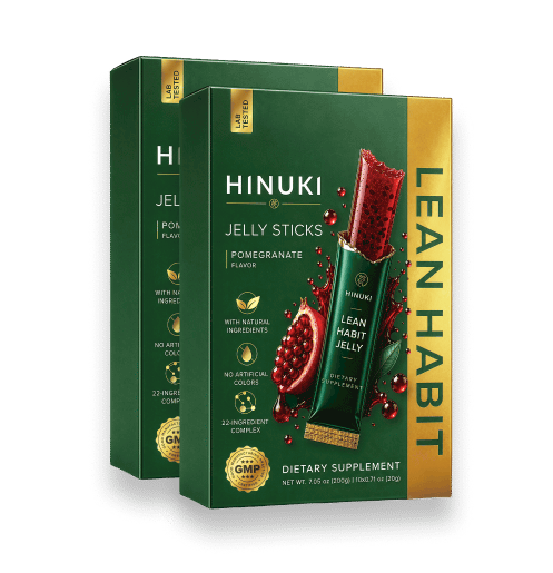 Lot de 2 packs Hinuki — deux boîtes vertes de sticks de gelée Lean Habit